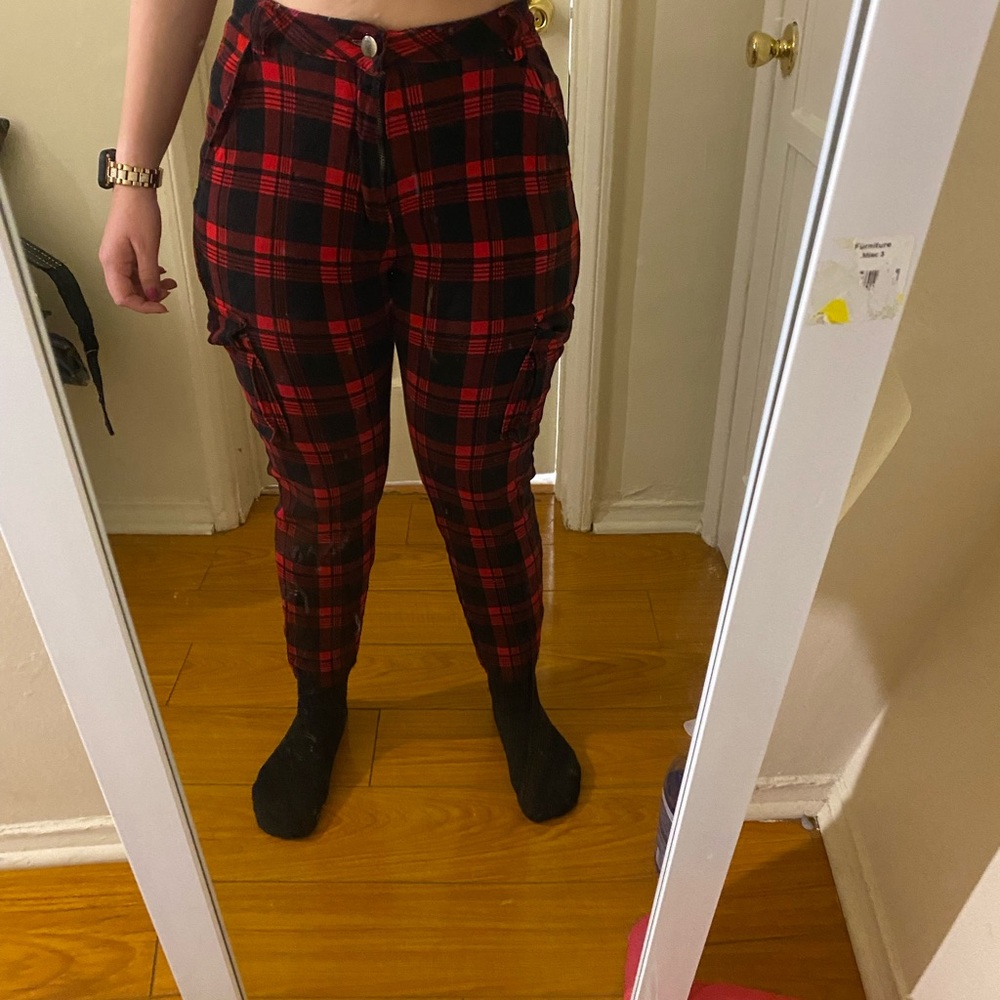 Plaid pants stretch